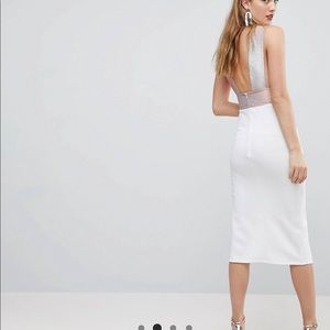 Deep Plunge Ombré Sparkle BodyCon Midi Dress